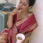 north indian aunty in saree smoking and having tea north indian aunty in saree smoking and having tea