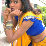 dhavani girls 150x150 Dhavani Girl in Yellow Half Saree Blue Blouse