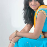 real life tamil girls saree 150x150 Telugu Girls Yellow Casual Saree Blue Blouse