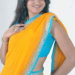 real life telugu girls saree 150x150 Telugu Girls Yellow Casual Saree Blue Blouse