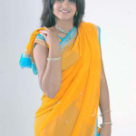saree girls 150x150 Telugu Girls Yellow Casual Saree Blue Blouse
