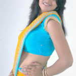 Telugu Girls Yellow Casual Saree Blue Blouse