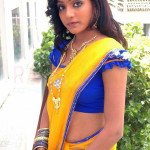 thavani 150x150 Dhavani Girl in Yellow Half Saree Blue Blouse