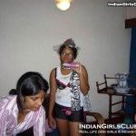 mischievous girls showing brinjal