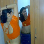 North Indian Aunty in Blouse in Front of Mirror North Indian Aunty in Blouse in Front of Mirror