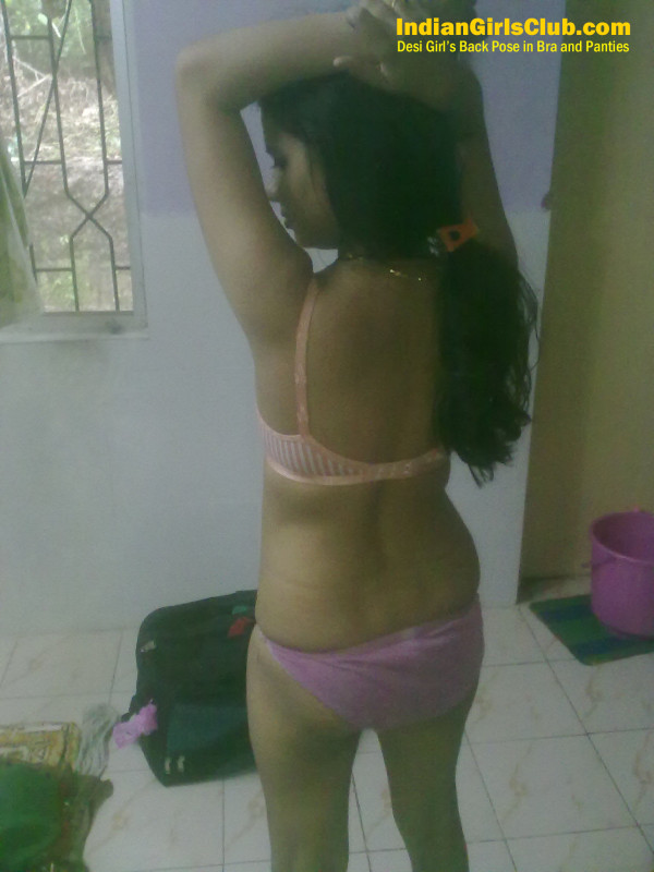 Desi College Girl's Back Pose in Bra and Panties - Indian ...