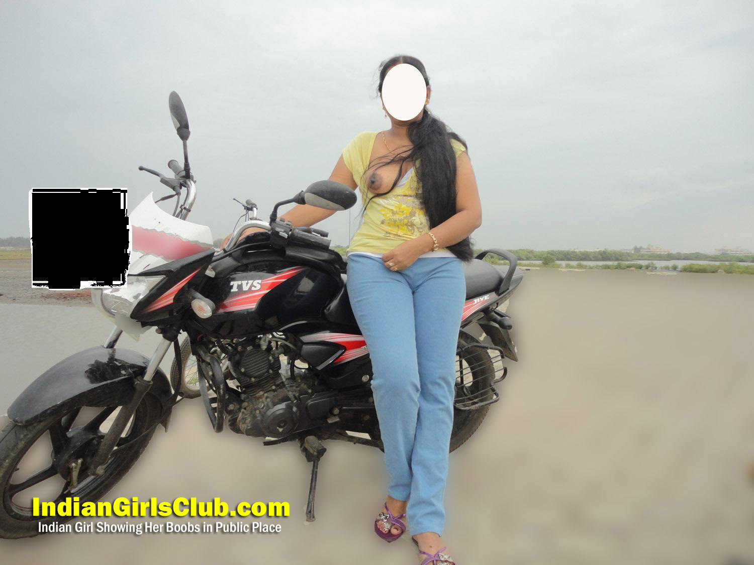 Indian Girl Showing her Boobs in Public Place image image