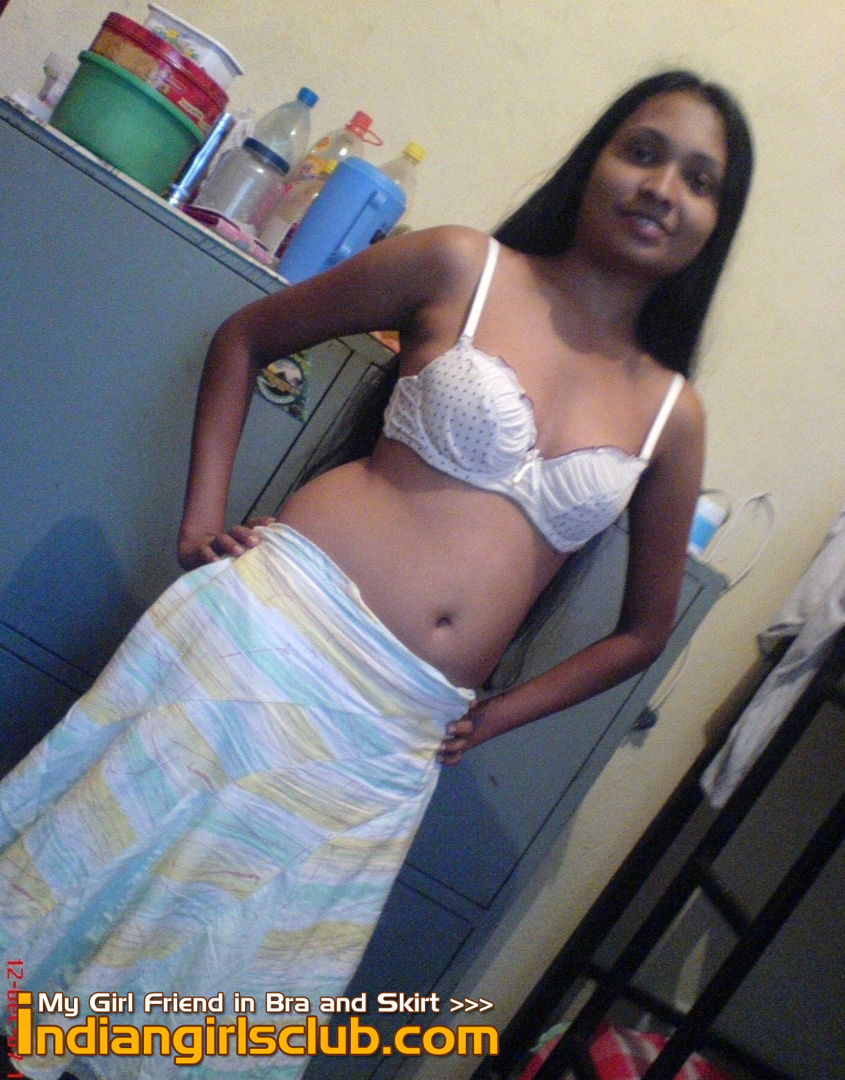 My GF Sanjana in Skirt and Bra - Indian Girls Club