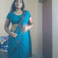 Juicy Indian Wife Blue Sari Stripping 1