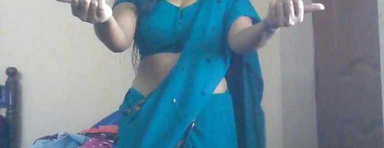 Juicy Indian Wife Blue Sari Stripping 2