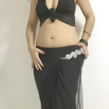 Indian Aunty Black Sari Striptease Show
