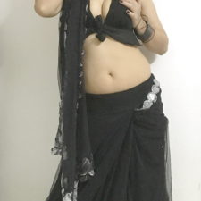 Indian Aunty Black Sari Striptease Show