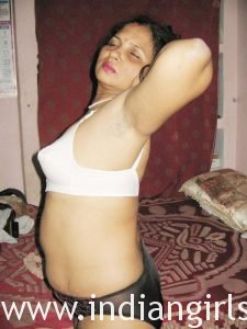 Hot North Indian Bhabhi White Lingerie Striptease